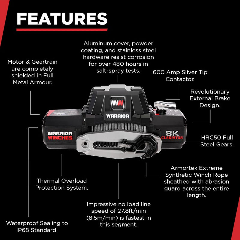 Gladiator F-Type 8000 Electric Winch